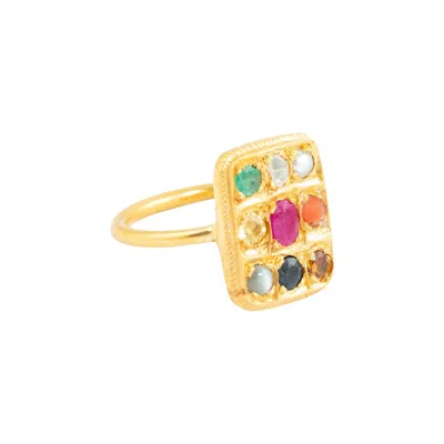 Opium Jewels Women's Gold Sacred 9 Stone Navratna Ring