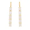 Opium Jewels Women's Gold / White Baguette Cut Droplets In Rainbow Moonstone