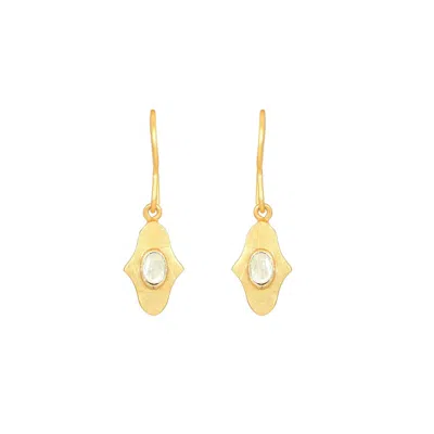 Opium Jewels Women's Gold / White Birthstone Hamsa Drops In Diamond - April In Multi