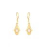 Opium Jewels Women's Gold / White Birthstone Hamsa Earrings In Rainbow Moonstone- June's Birthstone