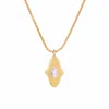 Opium Jewels Women's Gold / White Birthstone Hamsa Necklace In Rainbow Moonstone - June
