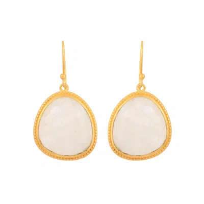 Opium Jewels Women's Gold / White Faceted Drops In Luminous Rainbow Moonstone