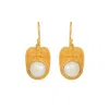 Opium Jewels Women's Gold / White Goddess Earrings In Cabochon Pearl