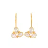 Opium Jewels Women's Gold / White Lotus Earrings - Rainbow Moonstone