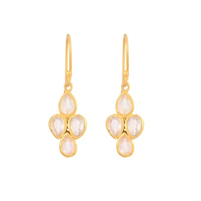 Opium Jewels Women's Gold / White Soul Star Earrings - Rainbow Moonstone In Multi