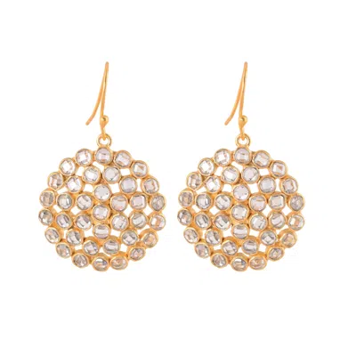 Opium Jewels Women's Gold / White Starburst Drops - Crystal In Gold/white