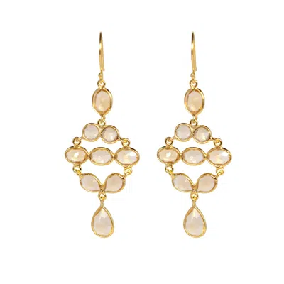 Opium Jewels Women's Gold / White Tara Rainbow Moonstone Earrings In Gold/white