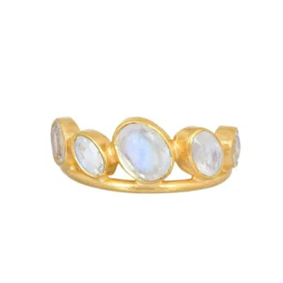 Opium Jewels Women's Gold / White Tiara Ring - Rainbow Moonstone In Multi