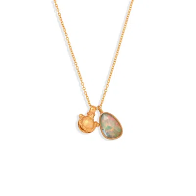 Opium Jewels Women's Gold / White Vintage Amulet & Ethiopian Opal Pendant Necklace In Gold/white