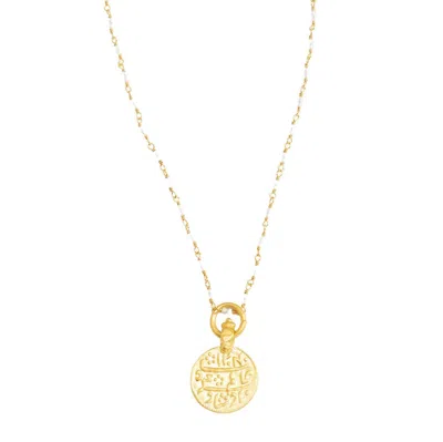 Opium Jewels Women's Gold / White Vintage Islamic Pendant & White Topaz Necklace