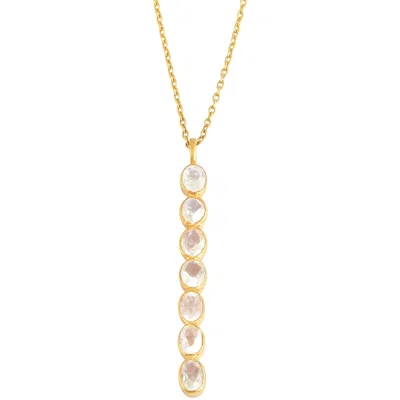 Opium Jewels Women's Gold / White Wand Necklace In Rainbow Moonstones In Multi