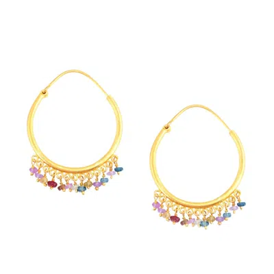 Opium Jewels Women's Gold / Yellow Medium Cascade Hoops - Multi Sapphire