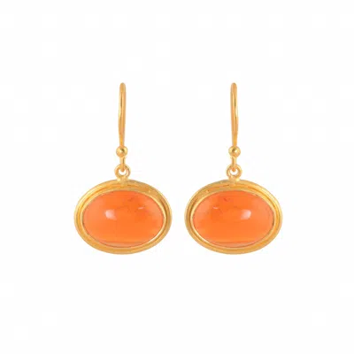 Opium Jewels Women's Gold / Yellow / Orange Orbit Earrings - Cabochon Carnelians