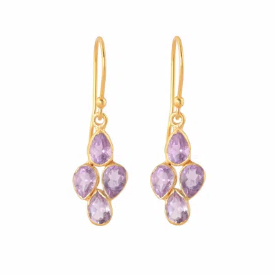 Opium Jewels Women's Gold / Yellow Soul Star Earrings - Amethyst