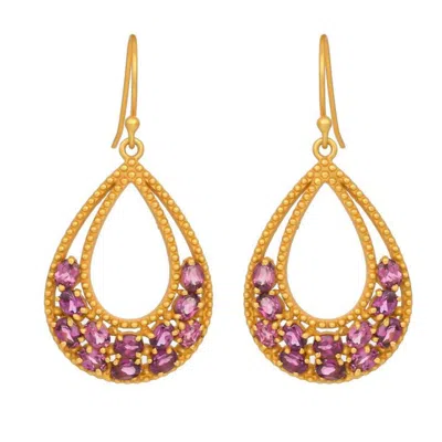 Opium Jewels Women's Gold / Yellow Teardrop Earrings - Amethyst