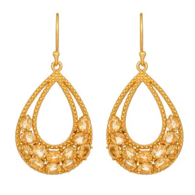 Opium Jewels Women's Gold / Yellow Teardrop Earrings - Citrines