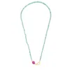 Opium Jewels Women's Green / Red / Gold Faceted Emerald Strand With A Raw Cut Ruby Clasp