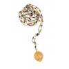 Opium Jewels Women's Green / Red / Gold Mala Necklace With Faceted Ruby Zoisite Stones & Vintage Vishnu Pendant G