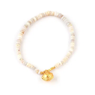 Opium Jewels Women's Green / White / Gold Vintage Amulet Bracelet - Ethiopian Opals