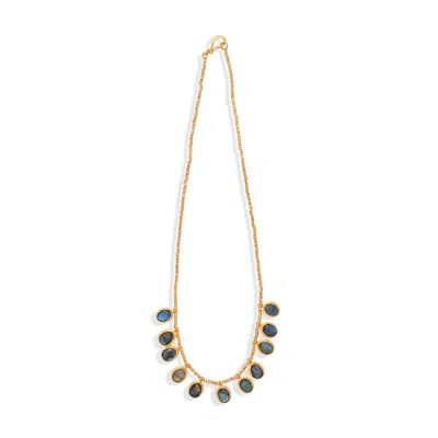 Opium Jewels Women's Grey / Gold Labradorite Droplet Necklace In Grey/gold