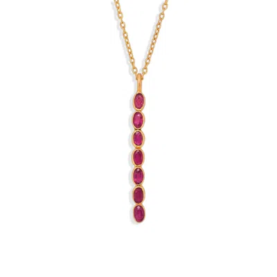 Opium Jewels Women's Pink / Gold / Red Wand Pendant Necklace In Ruby In Pink/gold/red