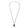 Opium Jewels Women's Pink / Purple / Blue Ruby Zoisite Necklace With Raw Cut Ruby Ganesha Pendant