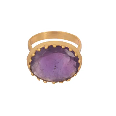 Opium Jewels Women's Purple / Gold Tudor Rose Cocktail Ring - Amethyst In Purple/gold