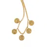 Opium Jewels Women's Vintage Charm Necklace With Gold Plated Shiva Dog & Durga Lion Amulets