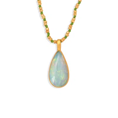 Opium Jewels Women's White Ethiopian Opal Pendant Necklace