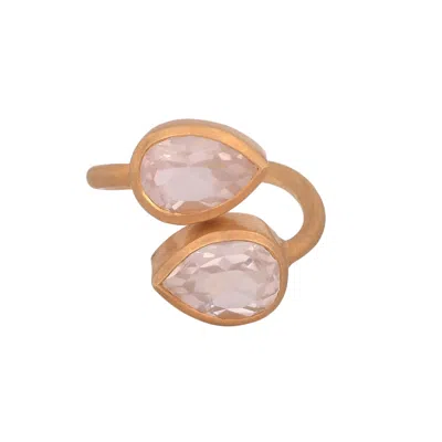 Opium Jewels Women's White / Gold Teardrop Cocktail Ring In Rainbow Moonstone In White/gold
