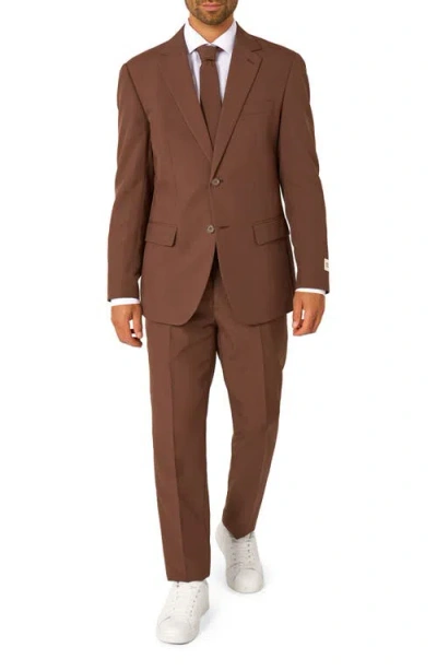 Opposuits Bold Brown Slim Fit Two-piece Suit & Tie Set