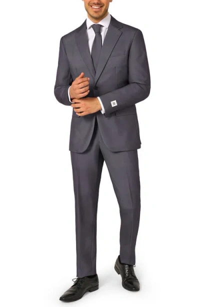 Opposuits Charcool Slim Fit Suit With Tie In Grey