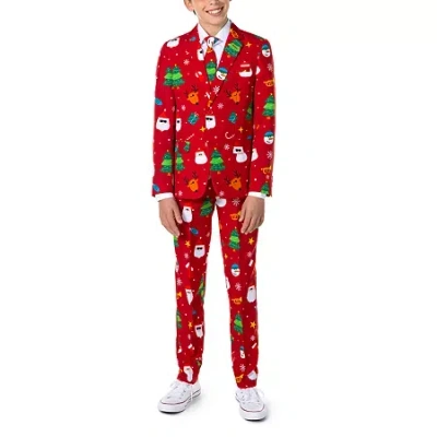 Opposuits Christmas Big Kid Boys 3-pc. Suit Set In Red
