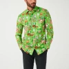 Opposuits Christmas Mens Spongebob Long Sleeve Dress Shirt In Multi