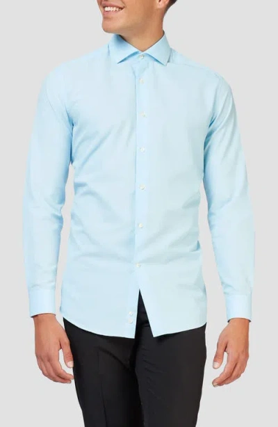 Opposuits Cool Blue Solid Cotton Blend Button-up Shirt