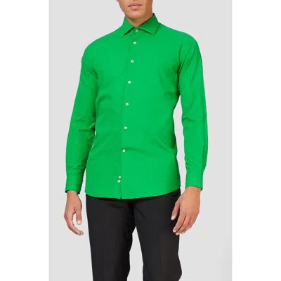 OPPOSUITS OPPOSUITS EVERGREEN SOLID COTTON BLEND BUTTON-UP SHIRT