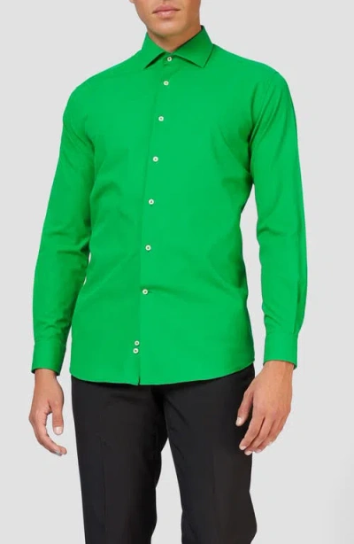 OPPOSUITS OPPOSUITS EVERGREEN SOLID COTTON BLEND BUTTON-UP SHIRT
