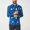 Opposuits Festive Mens Long Sleeve Dress Shirt In Blue