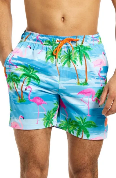 Opposuits Flaminguy Stretch Swim Trunks In Blue/pink