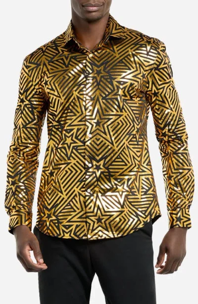 Opposuits Golden Geo Star Modern Tailored Fit Button-up Shirt