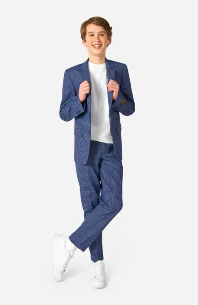 Opposuits Kids' Daily Navy Houndstooth Check Stretch Suit In Blue