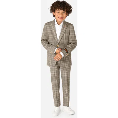 Opposuits Kids' Daily Tan Glen Check Stretch Suit In Gray