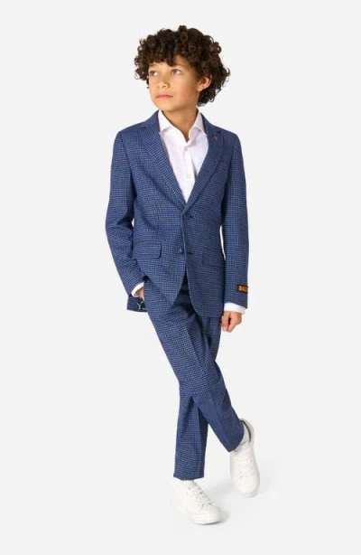 Opposuits Kids' Daily Tan Navy Houndsooth Check Stretch Suit In Miscellaneous