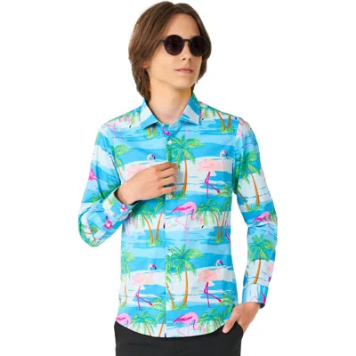 Opposuits Kids' Flaminguy Dress Shirt In Blue