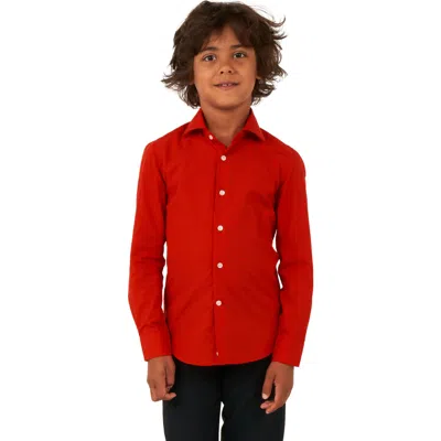 Opposuits Kids' Red Devil Button-up Shirt In Dark Red