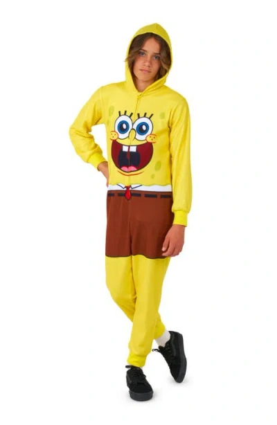 Opposuits Kids' Sponge Bob® One-piece Hooded Jumpsuit In Multi