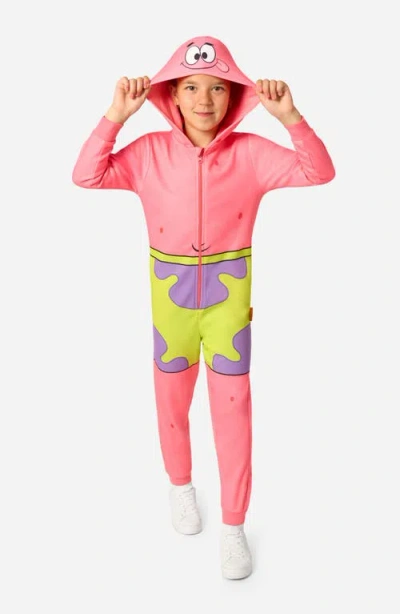 Opposuits Kids' Spongebob® Patrick One-piece Hooded Jumpsuit In Pink
