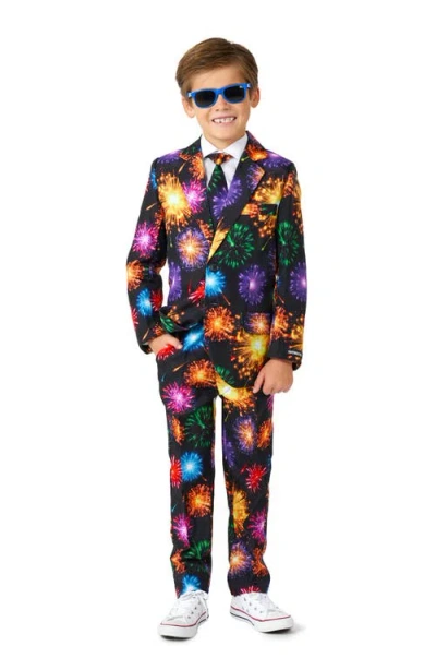 Opposuits Kids' Suitmeister Fireworks Two-piece Suit With Tie In Multi