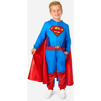 Opposuits Kids' Superman One-piece Hooded Jumpsuit In Blue