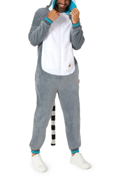 Opposuits Kids'  Lemur Hooded Fleece Costume Jumpsuit In Grey